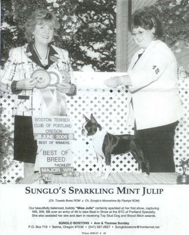 CH. sunglo's Sparkling mint julip