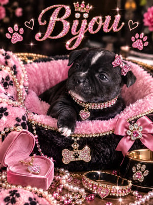 Étalon Staffordshire Bull Terrier - bijoux sertis d'or De La Terre Des Bulls
