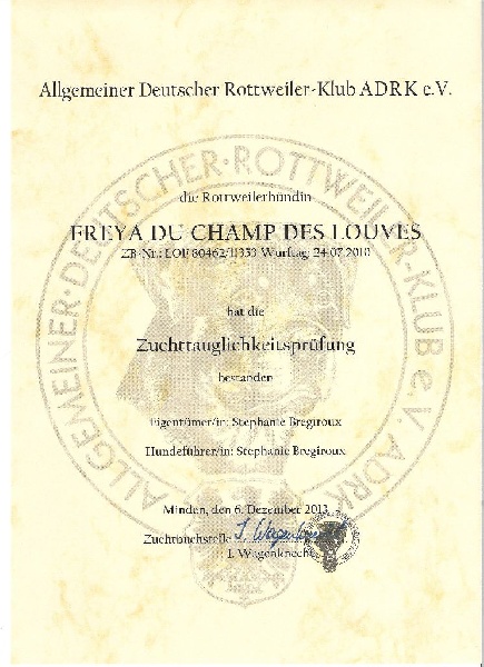 Freya du champ des louves - ZTP ADRK