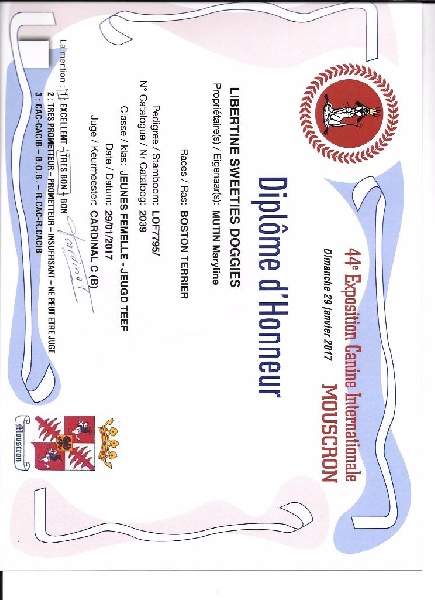 CH. Libertine Sweeties Doggies - 1° TRÈS BON Jeune