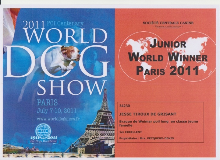 Wintw jch lux jesse Tiroux De Grisant - 1 ERE EXCELLENTE