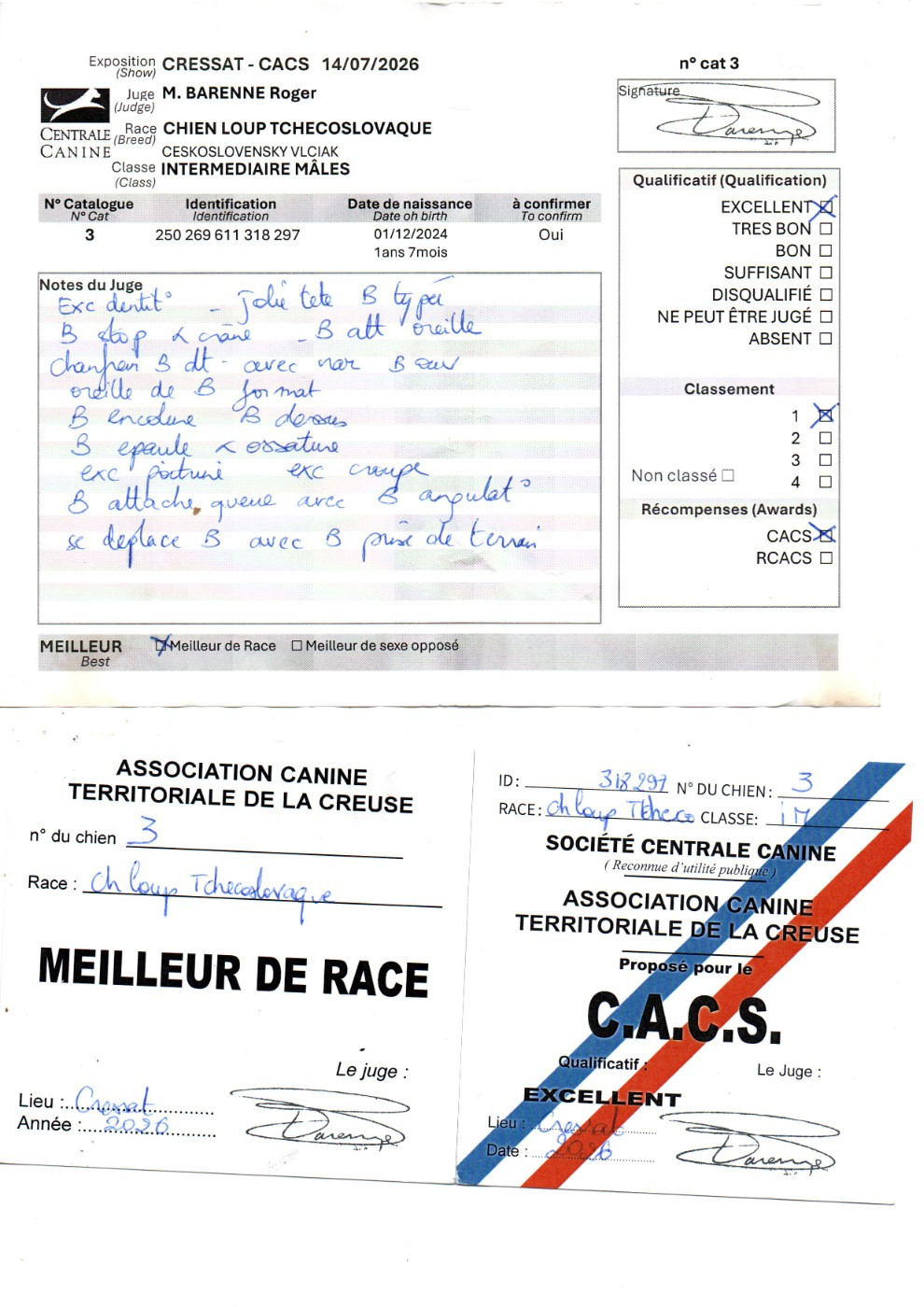 Vah' al roggh pal-kyss de la mollyniere de lo'scale - 1° Excellent CACS - Meilleur de Race