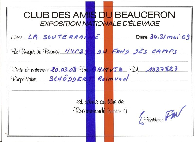 CH. Vidock du Murier de Sordeille - EXC + Cotation 4 ? Recommandé