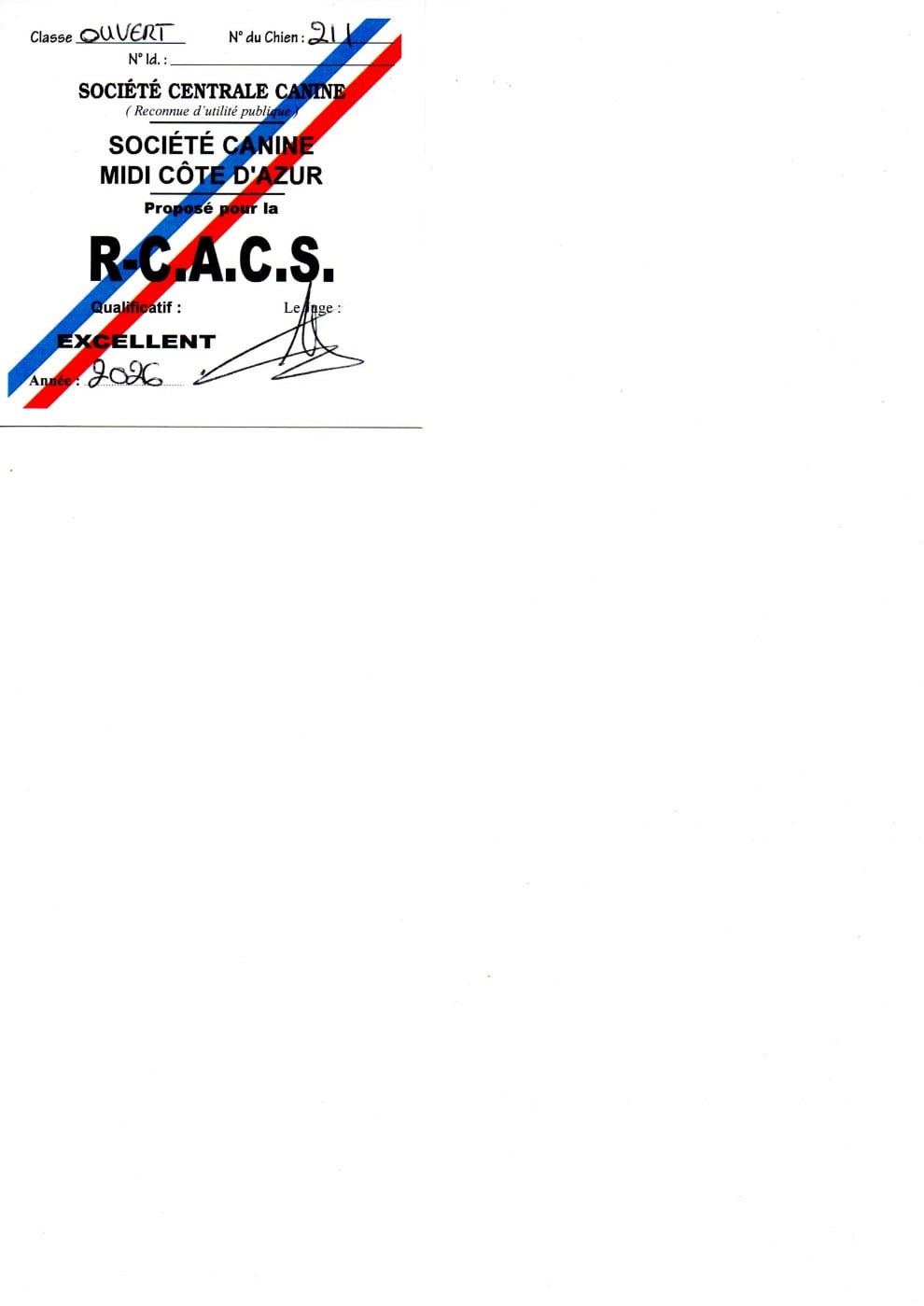 CH. Ugni Du Bois D'Esperanto - 1er EXCELLENT RCACS
