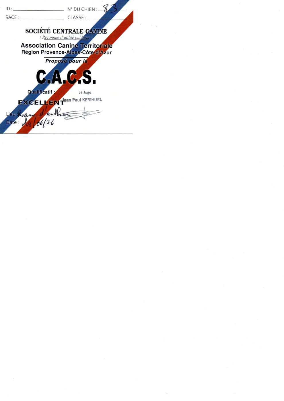 CH. Ugni Du Bois D'Esperanto - 1er Excellent CACS