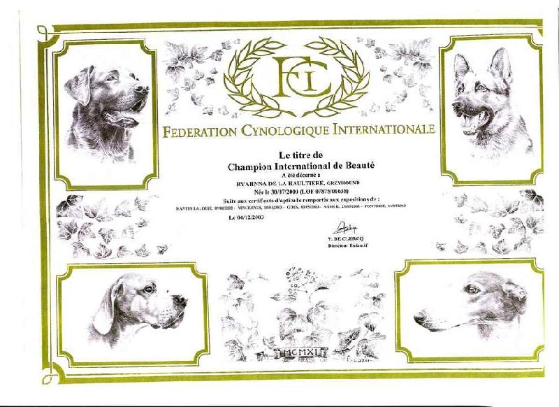CH. Ryahnna De La Haultière - .