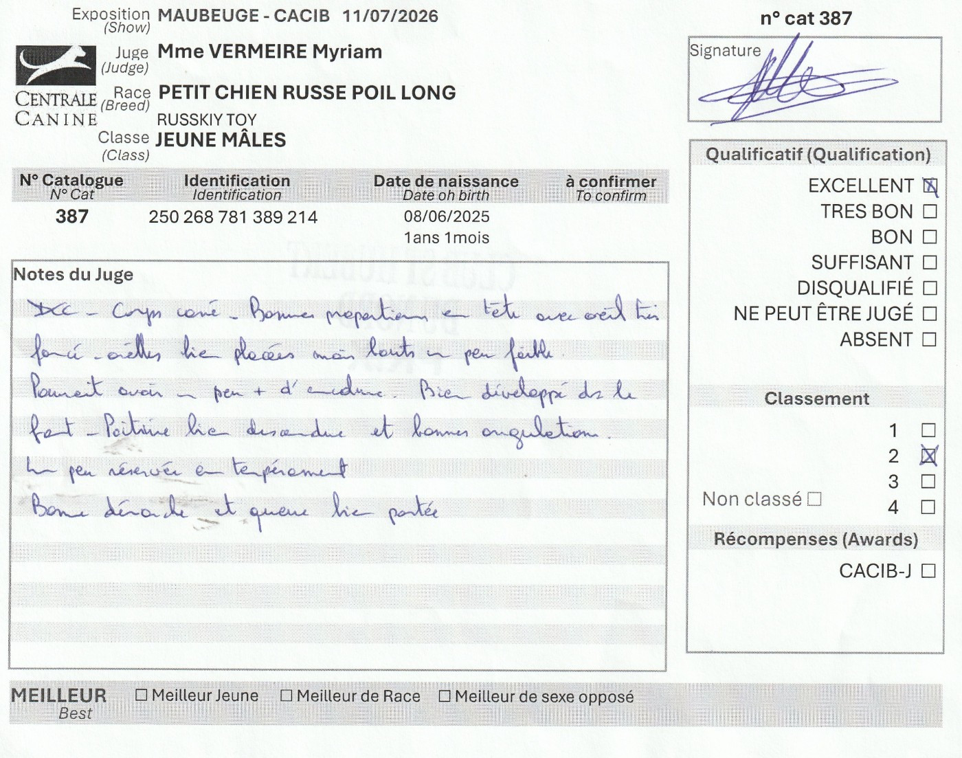 Armani By Bidule - 2ème excellent en classe jeune