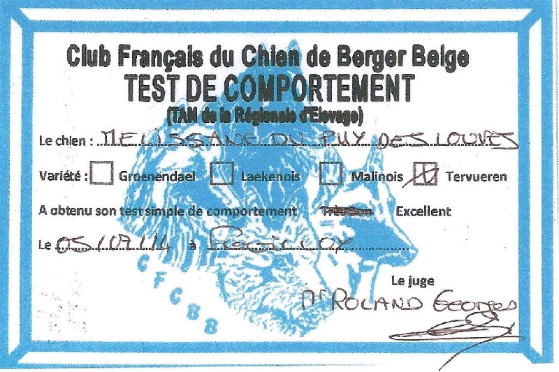 CH. Melissane Du Puy Des Louves - TAN Excellent