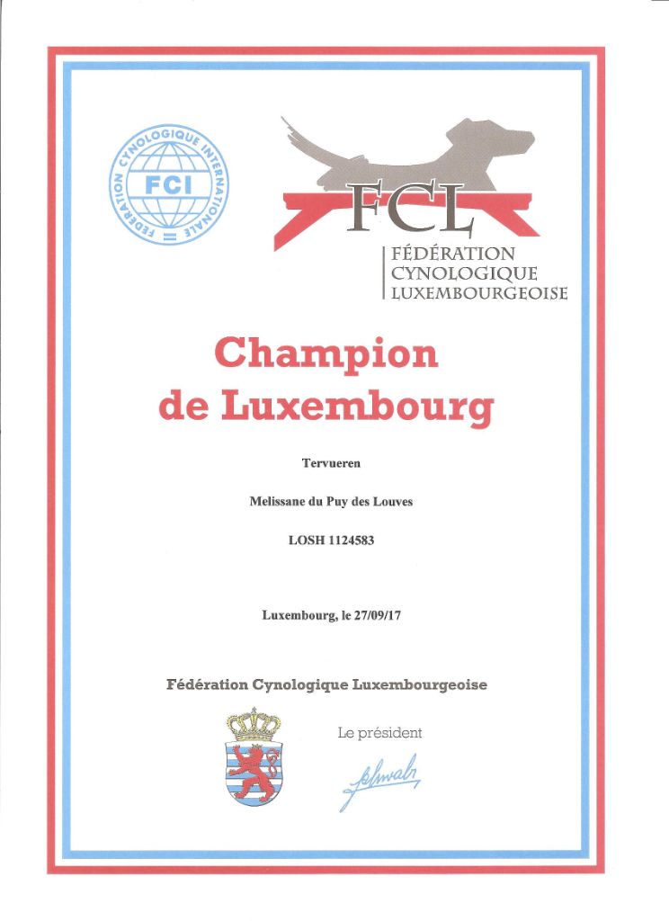 CH. Melissane Du Puy Des Louves - Championne du Luxembourg 2017