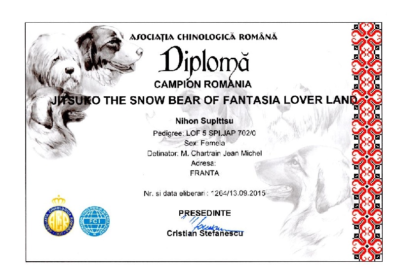 CH. Jitsuko the snow bear Of Fantasia Lover Land - 1 EXCELLENT CAC BOB BOS BEST FEMELLE