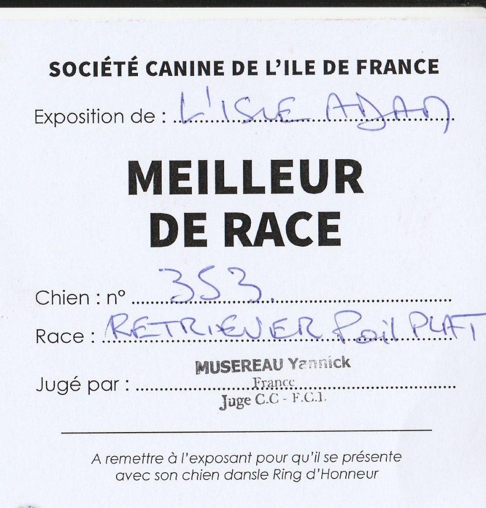 CH. Back on the track ceresna lipov - 1er.excellent.cl.ouverte.CACS.Meilleur de Race