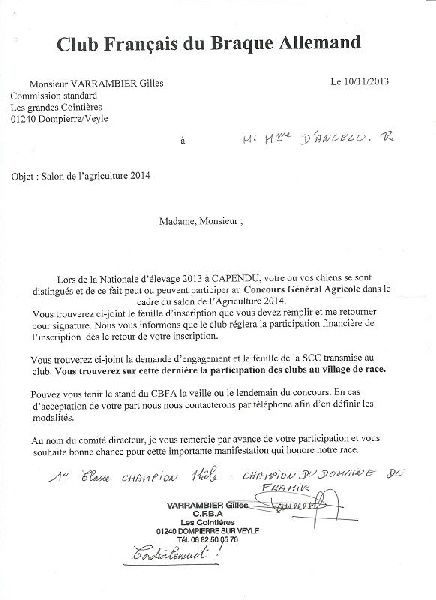 CH. Champion du domaine du framire