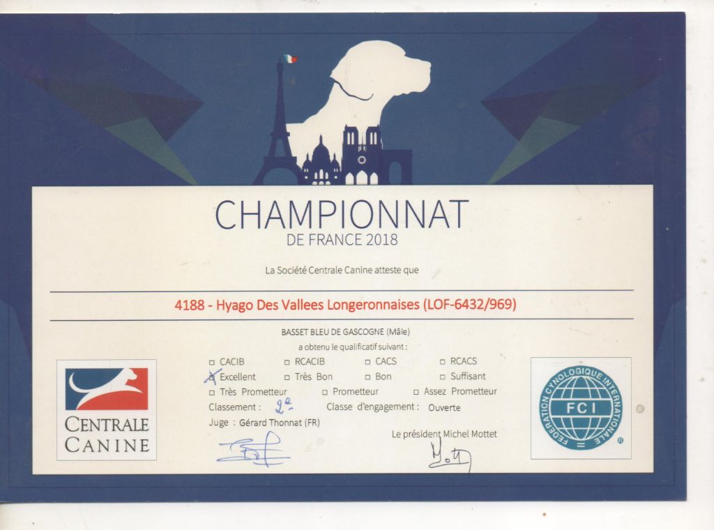 CH. Hyago des vallées longeronnaises - 2ème excellent