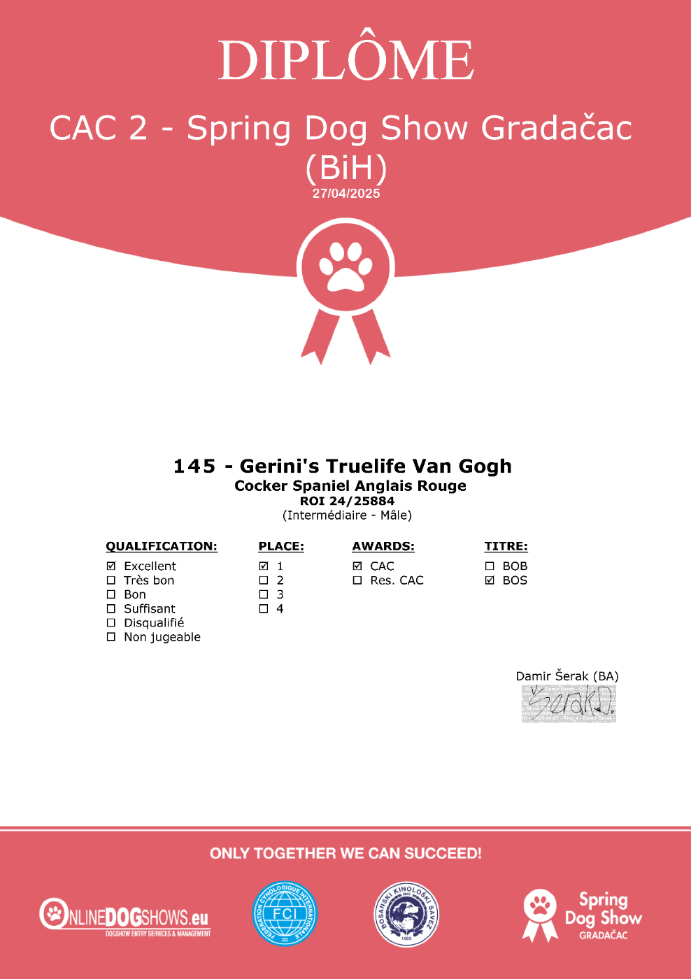 CH. gerini's truelife Van Gogh - 1er Excellent (Classe Intermédiaire), CAC, BOS