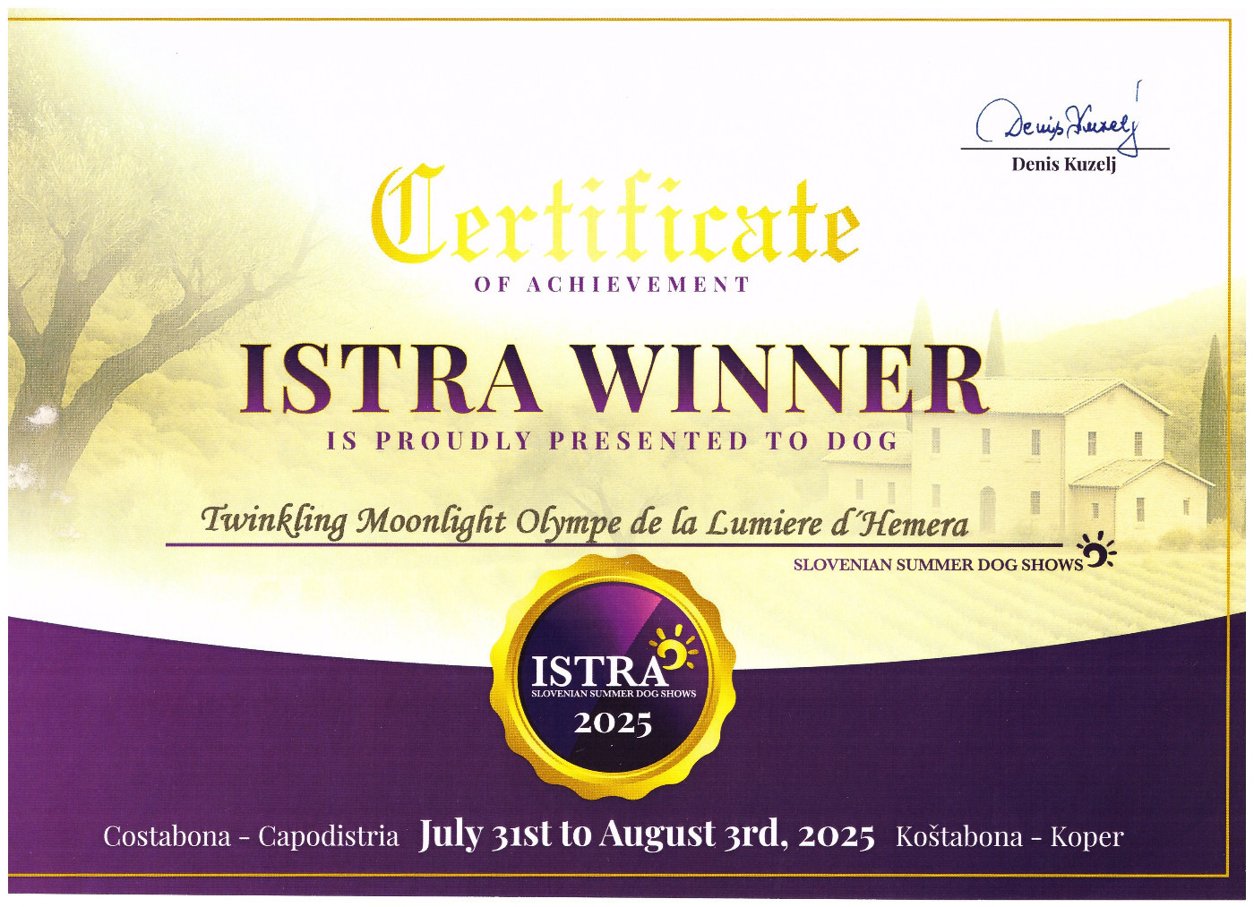 CH. Jch twinkling moonlight olympe De La Lumière D'Héméra