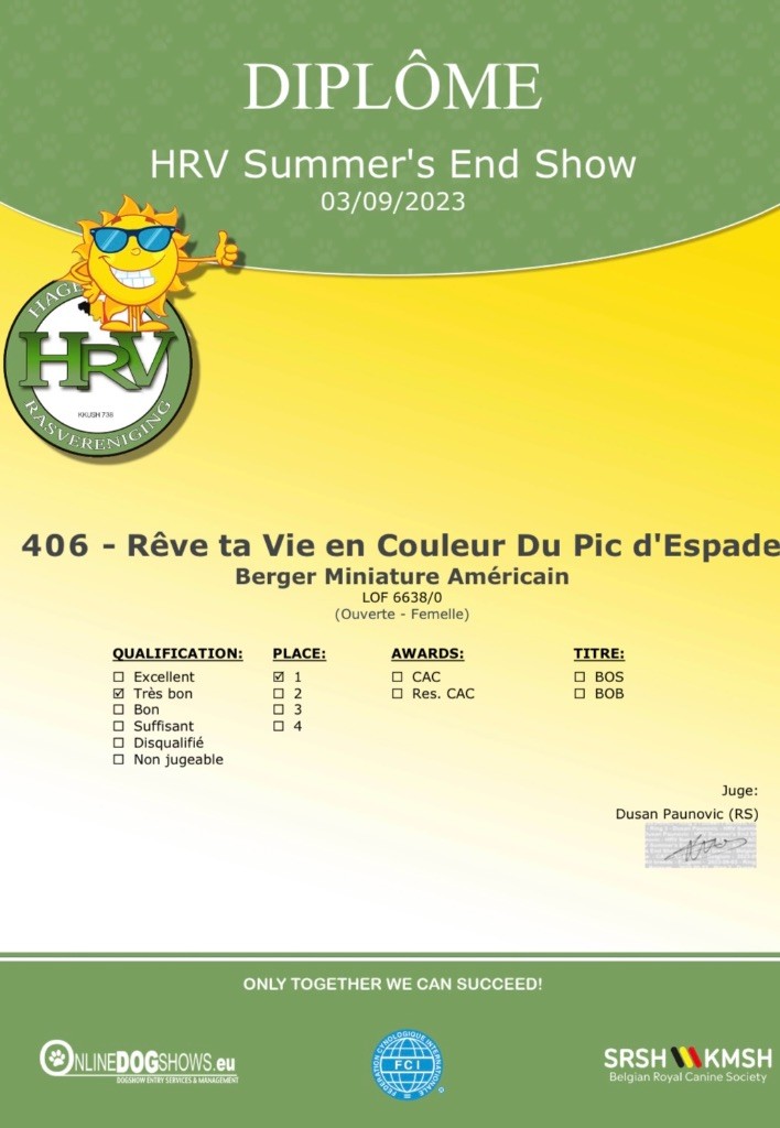 Reve ta vie en couleur du pic d'Espade - 1er très bon classe ouverte