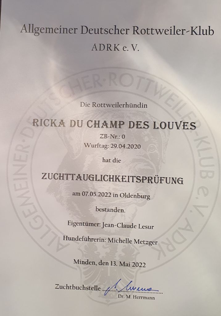 Ricka du champ des louves - ZTP