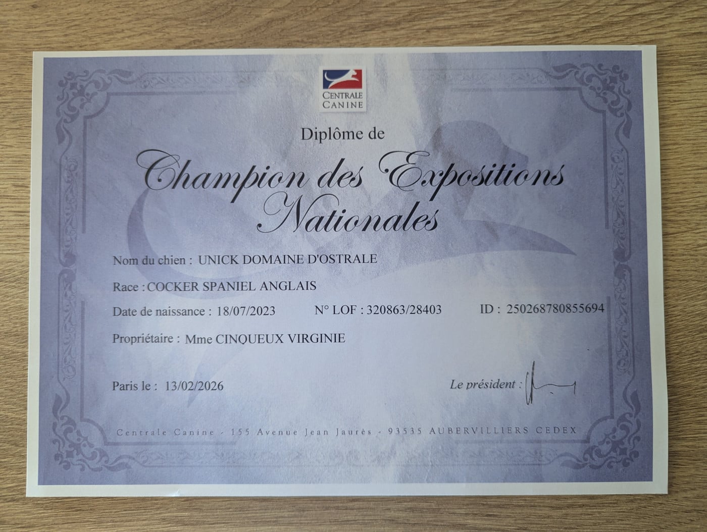 CH. Unick Domaine D'ostrale - CHAMPION