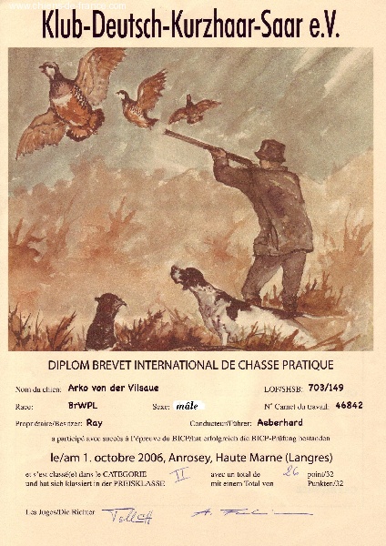 TR. CH. Arko Von der Vilsaue - 26 Points BICP de Catégorie II