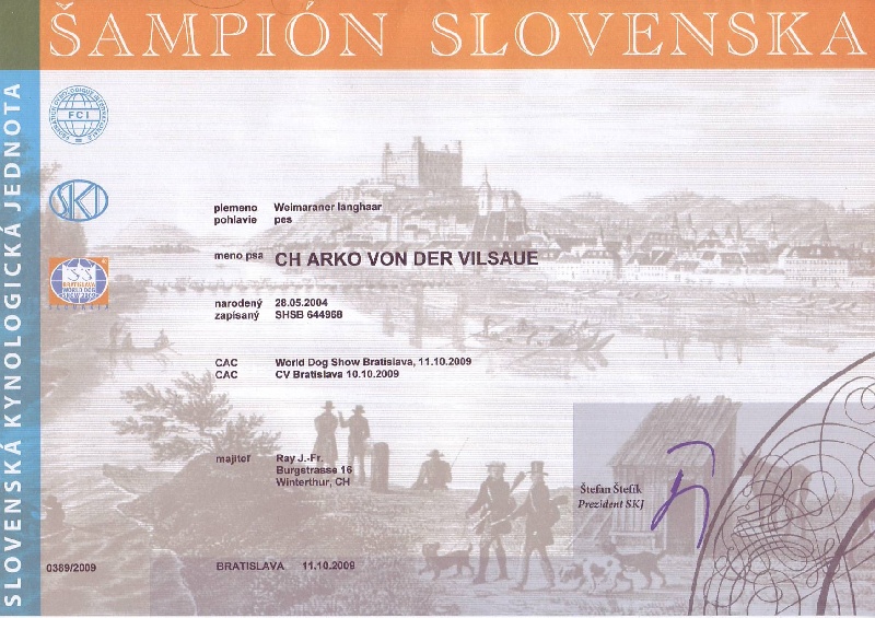 TR. CH. Arko Von der Vilsaue - Champion de Slovakie
