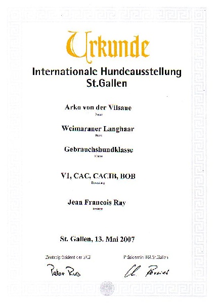 TR. CH. Arko Von der Vilsaue - Exc 1, CAC, CACIB, Meilleur de sa Race.