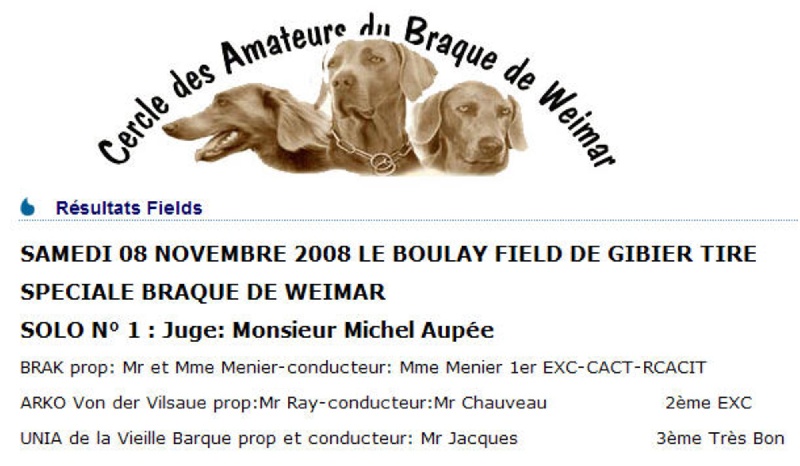 TR. CH. Arko Von der Vilsaue - 2ème Excellent, 9 Points, TRIALER