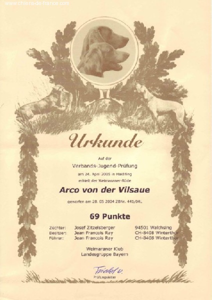 TR. CH. Arko Von der Vilsaue - VJP 69 Points