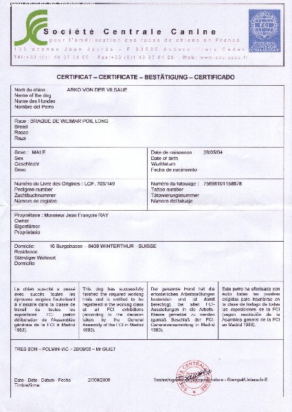 TR. CH. Arko Von der Vilsaue - Autorisé CU