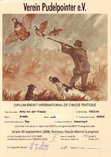 TR. CH. Arko Von der Vilsaue - 29 Points BICP de Catégorie II