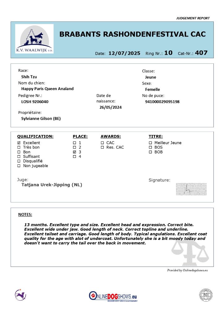 Happy paris queen analand - 3e excellent/3 en classe jeune