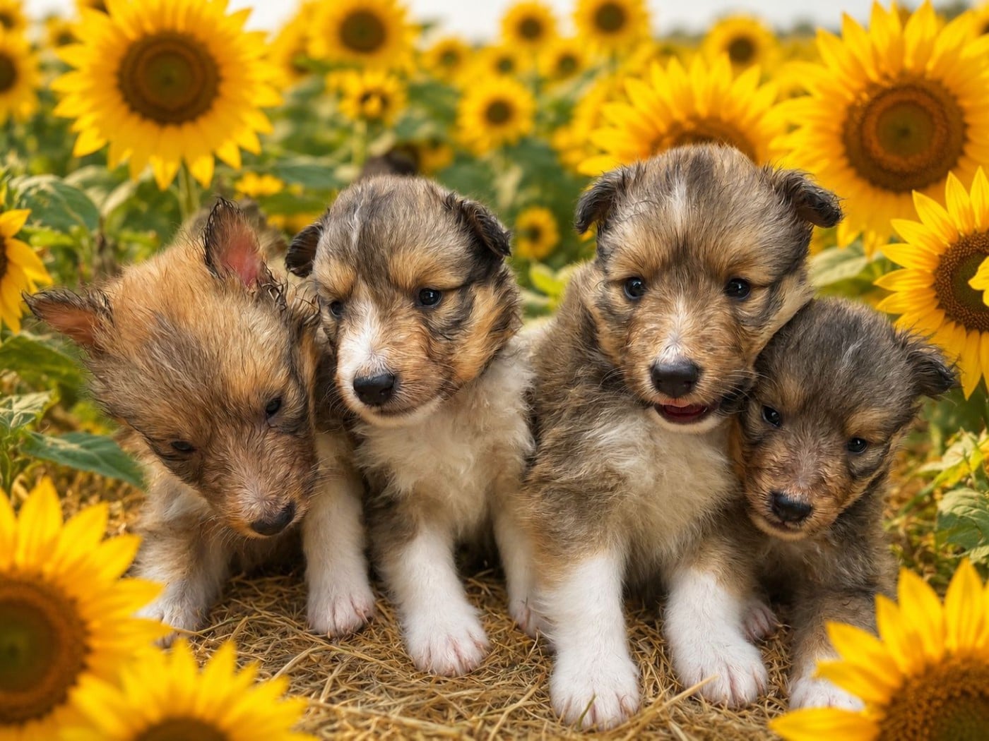 Shetland Sheepdog - Des mille eclats des tournesol