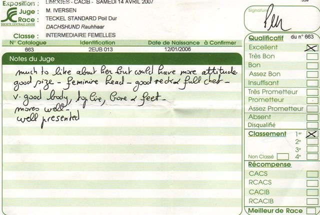 CH. Biscotte Du sasia - 1er exc.