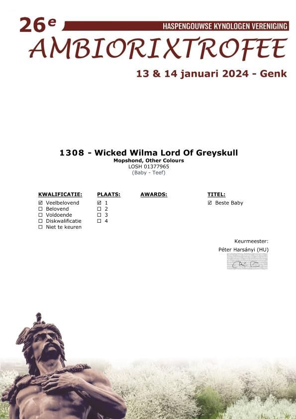 Wicked wilma Lord of Greyskull - MPB 1VP + BEST MINOR PUPPY