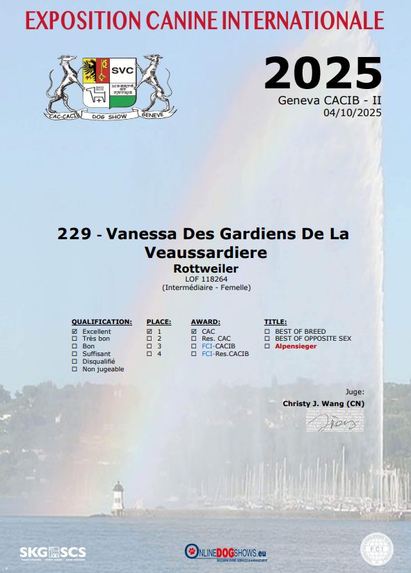 Vanessa Des Gardiens De La Veaussardière - 1 EXCELLENT CACS